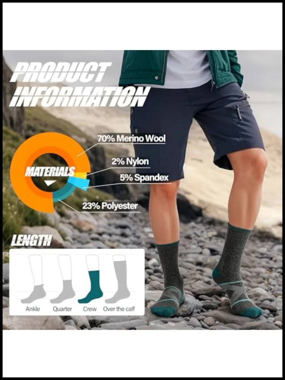 Merino Wool Hiking Socks 5 Pairs Crew Boot Work Socks Men Women